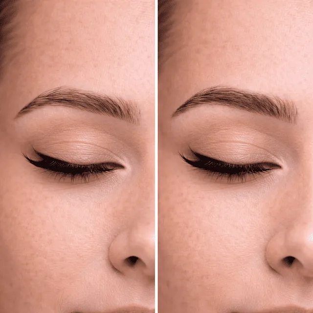 Eyebrow microblading natural hair-stroke result